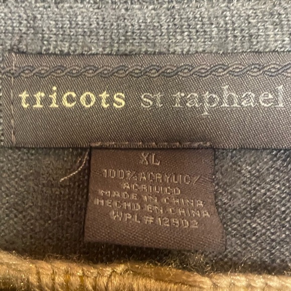 Tricots st Raphael grey cotton men’s sweater xl extra soft long sleeve argyle - Picture 3 of 5